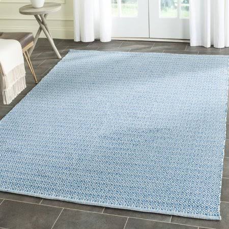 Hampden Handmade Flatweave Cotton Ivory/Blue Area Rug Bungalow Rose Rug Size: Rectangle 5& x 7&