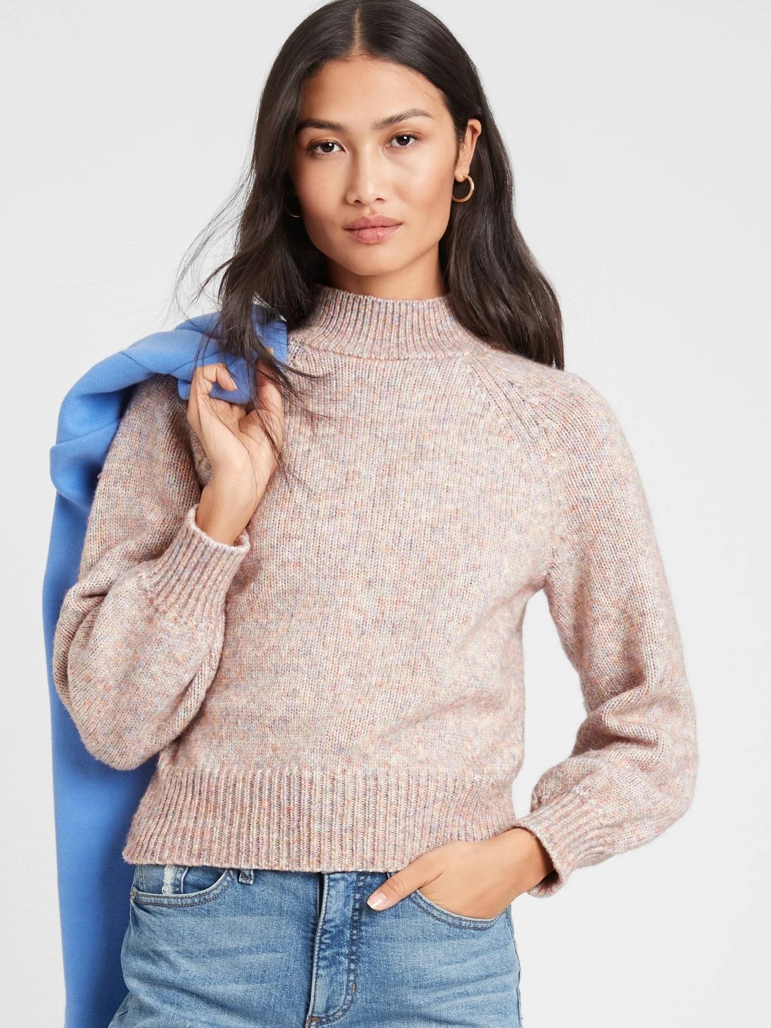 Women's Spacedye Mock-Neck Sweater Beige