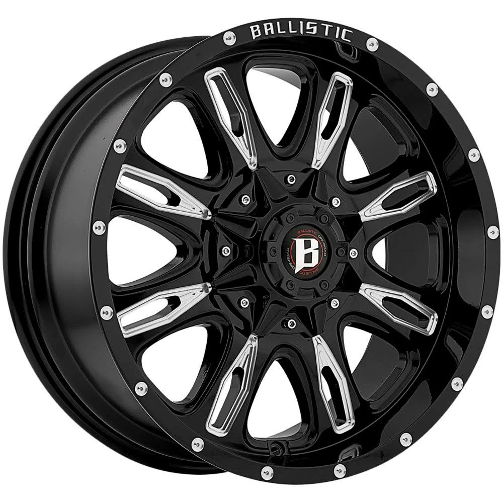 Ballistic 953 Scythe 20x9.0 Gloss Black & Milled Wheel 5x135mm 5x139.7
