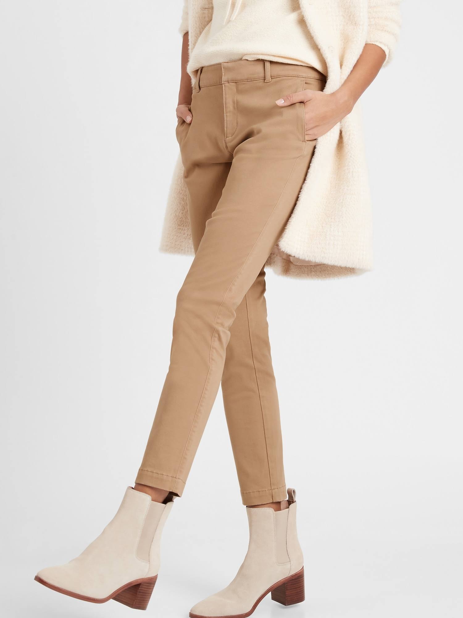 Banana Republic Women's Mid-Rise Skinny Chino Pant Classic Camel Size 0 Regular