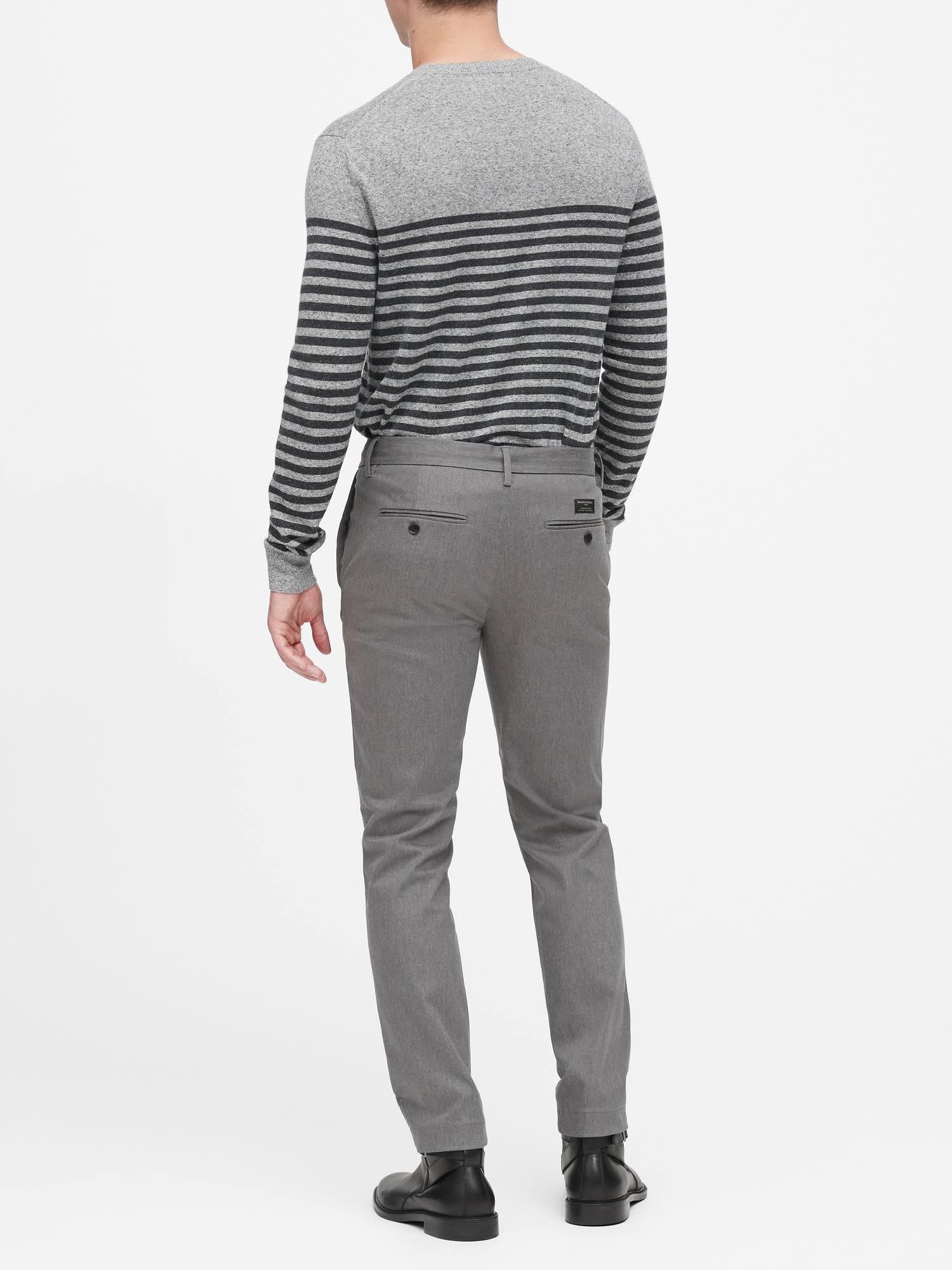 Banana Republic Men's Fulton Skinny Rapid Movement Chino Pant Marble Gray Big and Tall Size 32W 36L
