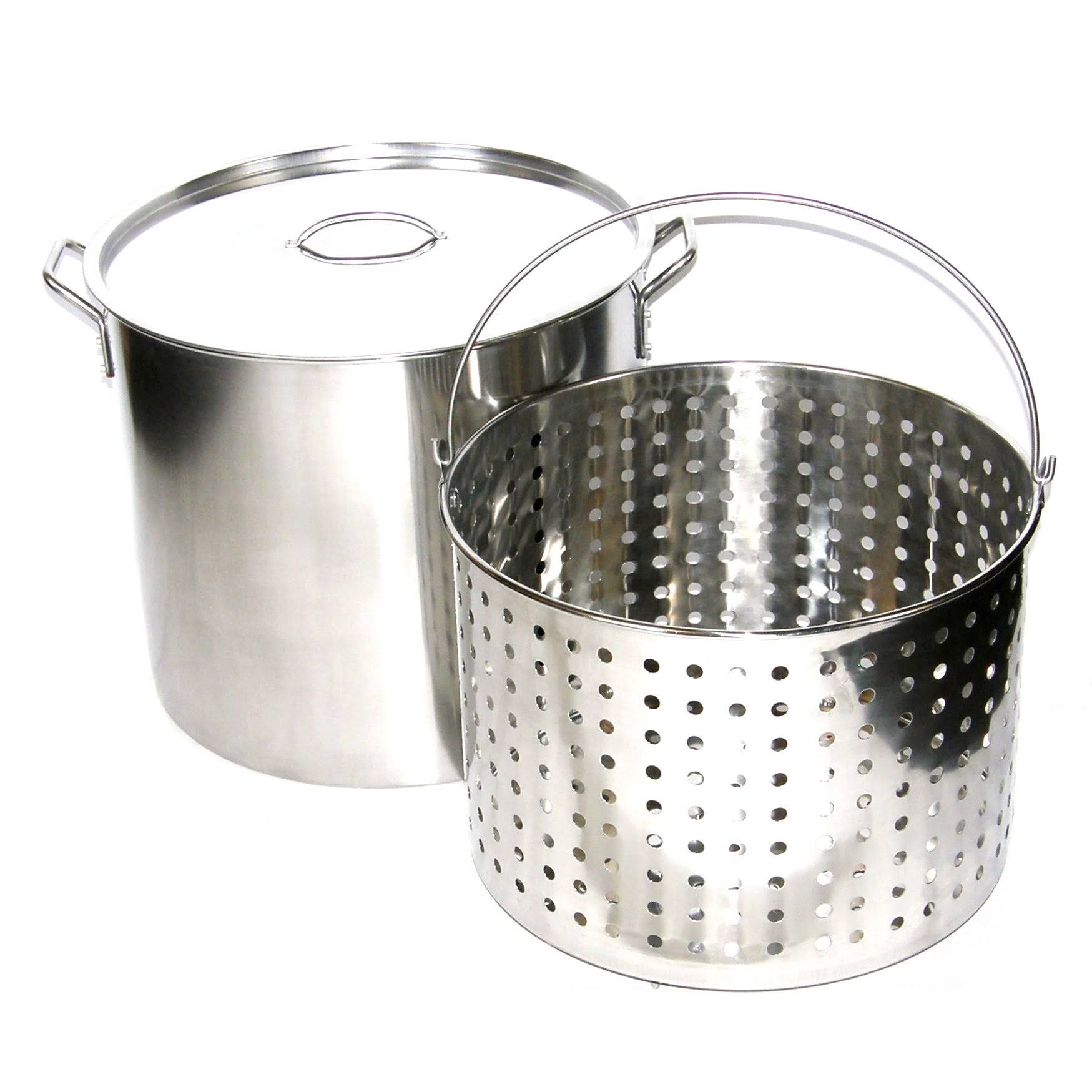 Ballington 80-Quart Stainless Steel Stock/ Brew Pot with Deep Steamer Basket and Lid BS80