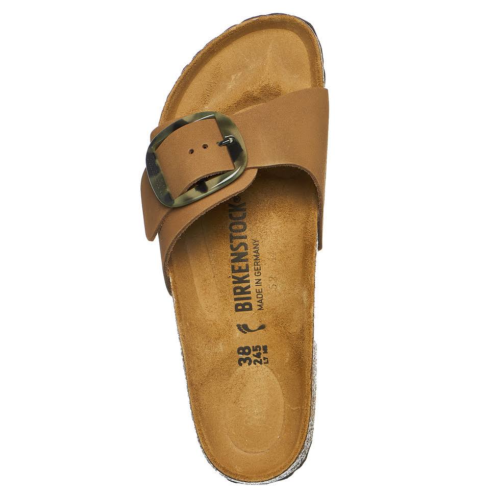 Birkenstock Madrid Big Buckle Mud Green Nubuck Leather Mules Size: 39,