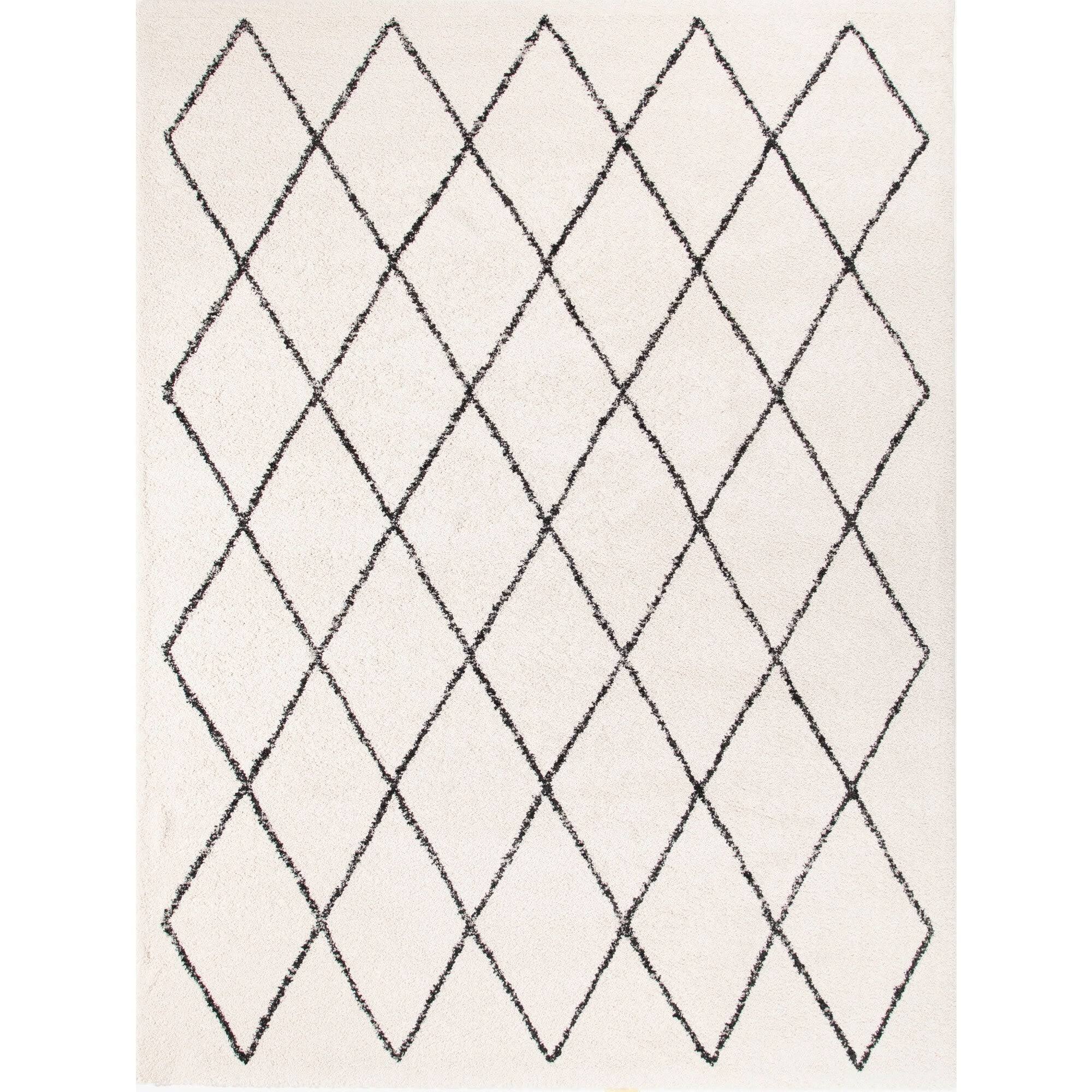BALTA Grace Off-White 5 ft. x 7 ft. Diamond Trellis Area Rug, Beige