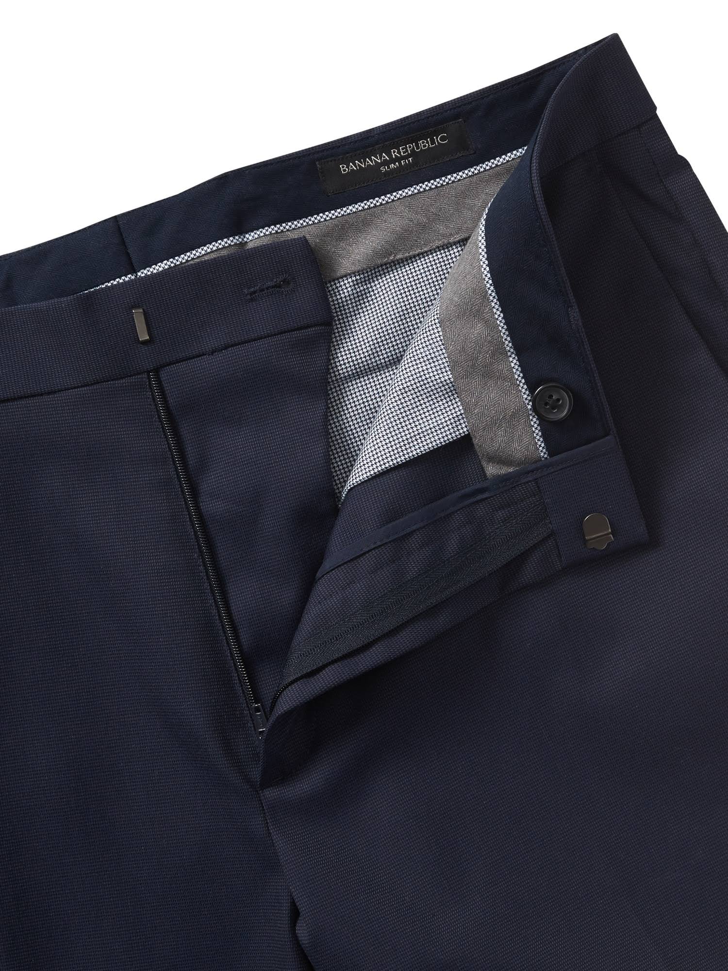 Banana Republic Men's Slim Non-Iron Stretch Cotton Solid Pant Navy Size 34W 32L