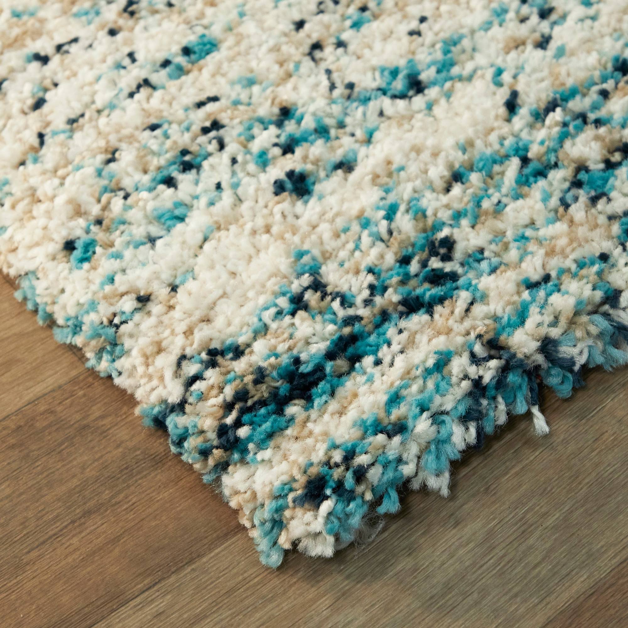 BALTA Eastleigh Teal 5 ft. x 7 ft. Abstract Shag Area Rug, Blue