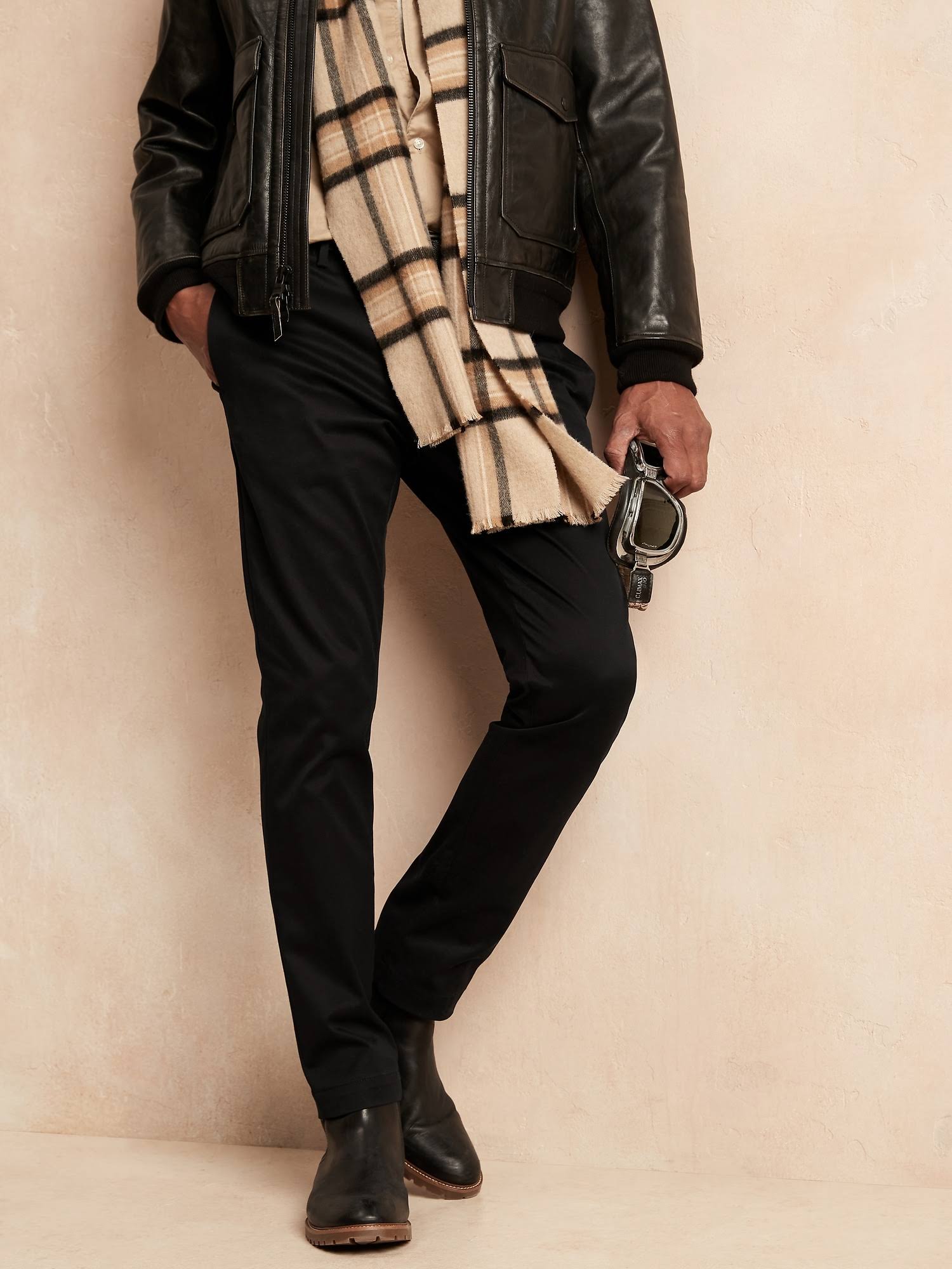 Banana Republic Men's Skinny Rapid Movement Chino Pant Black Tall Size 38W 36L