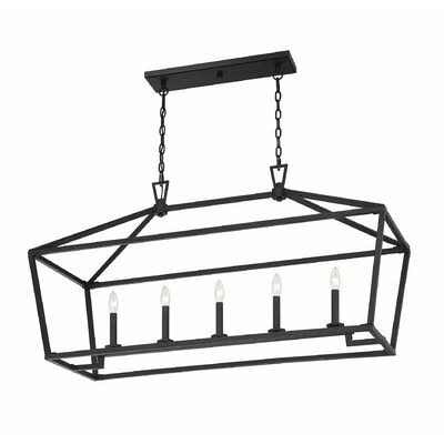 Israel 5 - Light Kitchen Island Linear Pendant Finish: Matte Black