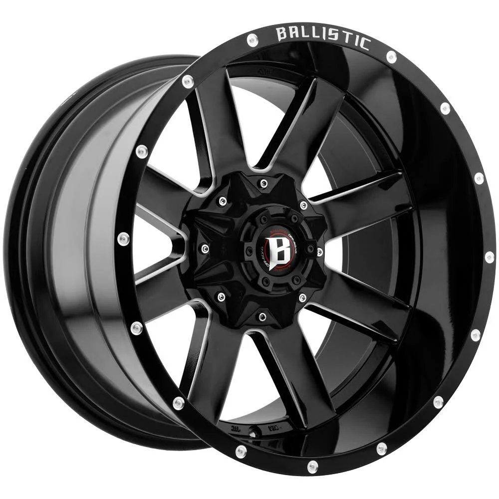 Ballistic 959 Rage 20x12 5x139.7/5x150 -44mm Black/Milled Wheel Rim