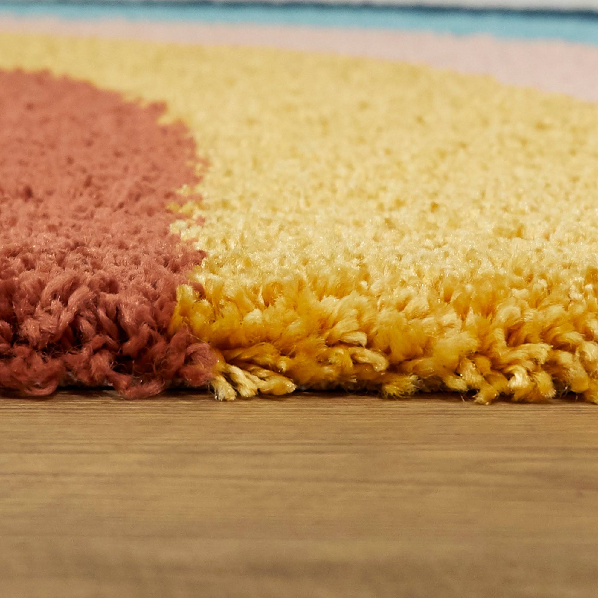 Amelia Rainbow Print Shag Kids Area Rug - 5&3x22 Round - White