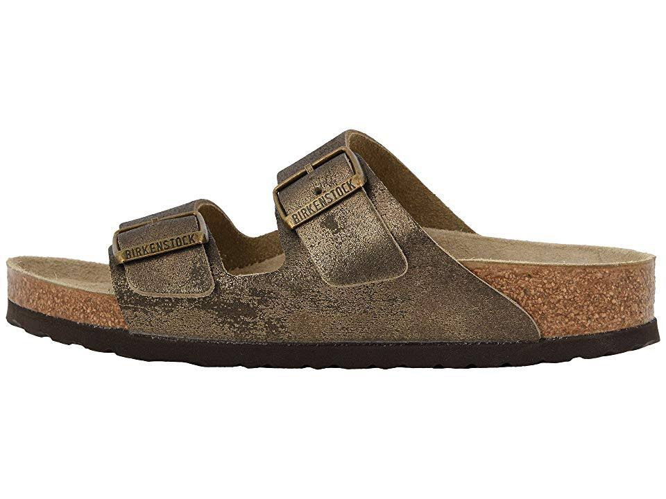 Arizona in Washed Metallic Antique Gold Leather Narrow Width - Size 40