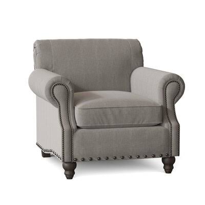 Landry 40x22 Wide Down Cushion Armchair Birch Lane Body Fabric: Hanover Concrete, Nailhead Detail: Pewter