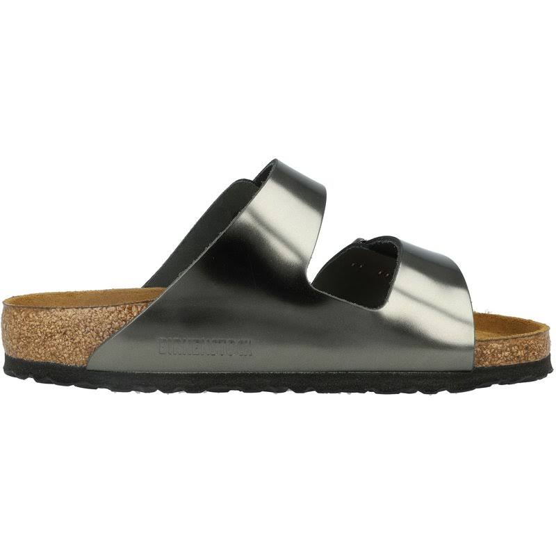Birkenstock Arizona SFB Metallic Anthracite Leather Adult Flat Sandals