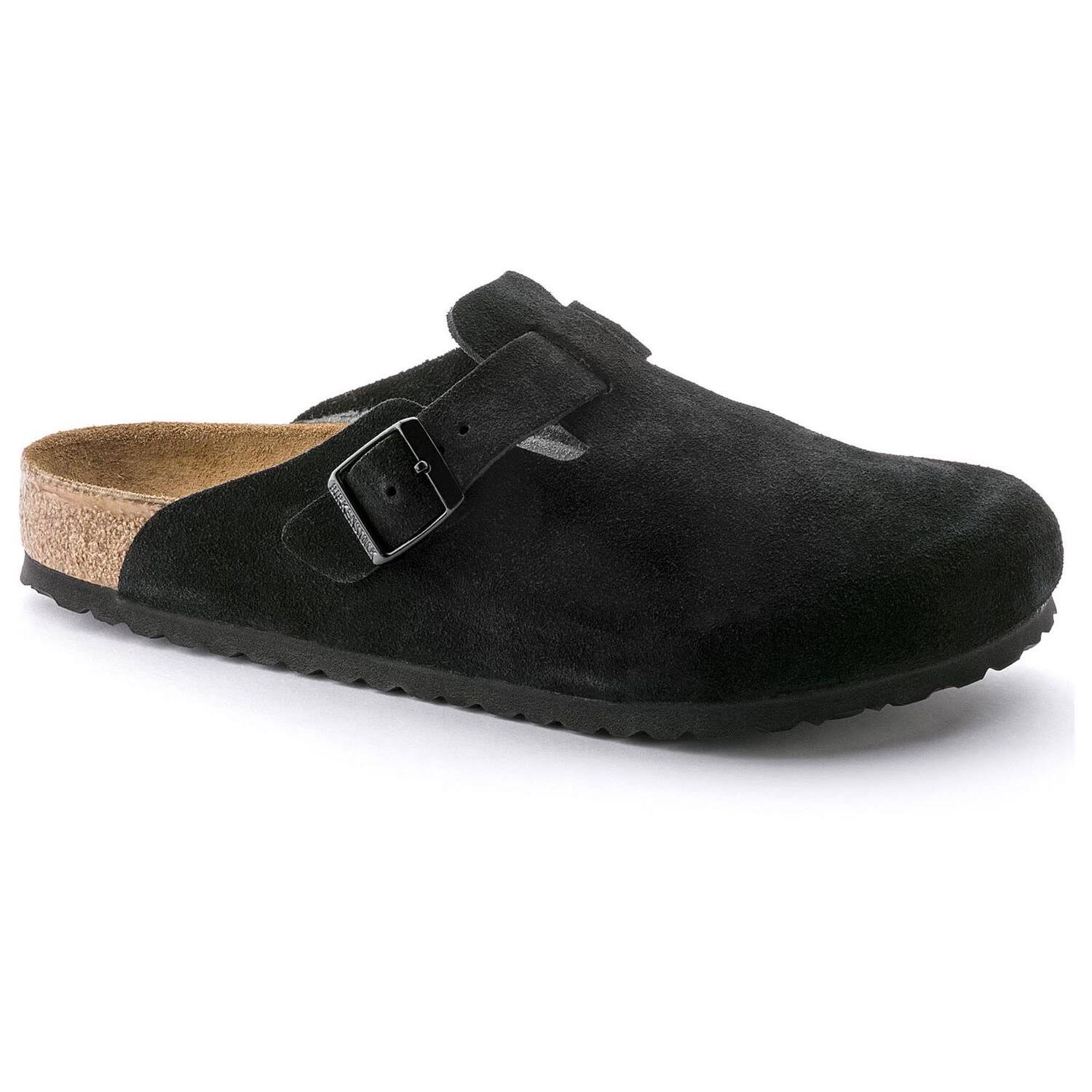 Birkenstock Boston Soft Footbed, Black Suede Size: 46 N