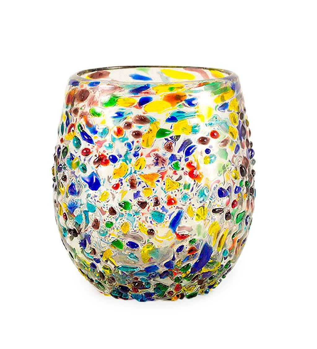 VivaTerra Confetti Recycled Stemless Wine Glass, Set of 4