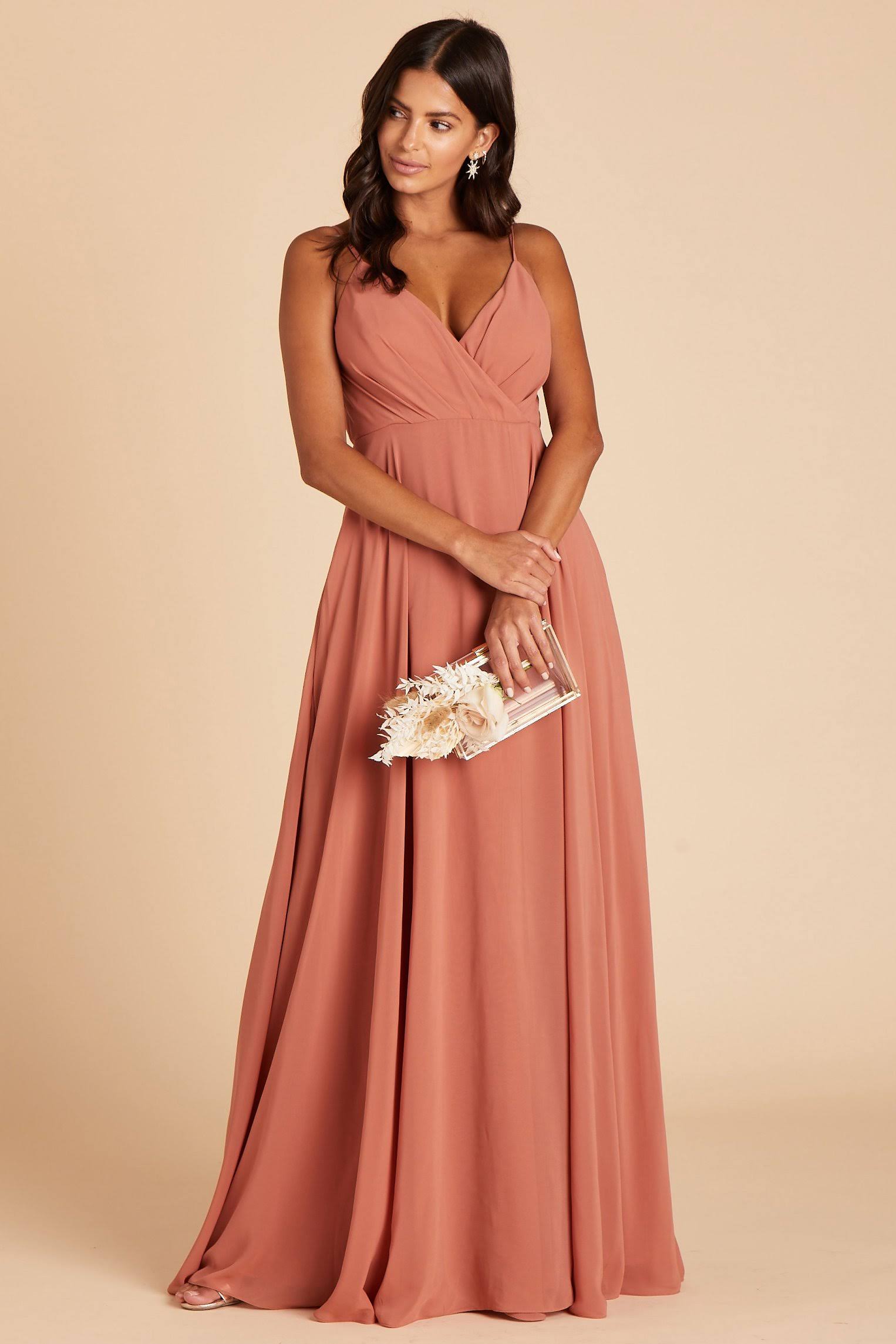 Birdy Grey Kaia Chiffon Bridesmaid Dress in Terracotta S / Terracotta