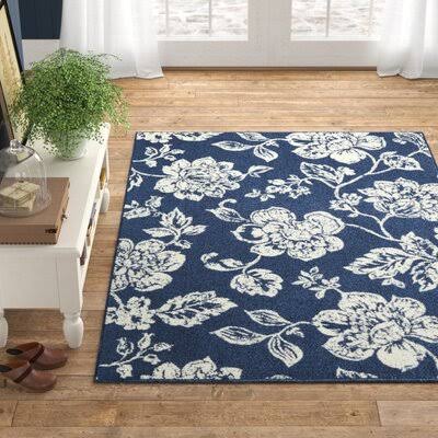 Kofi Floral Blue Indoor / Outdoor Area Rug Ophelia & Co. Rug Size: Rectangle 5&3x22 x 7&6x22