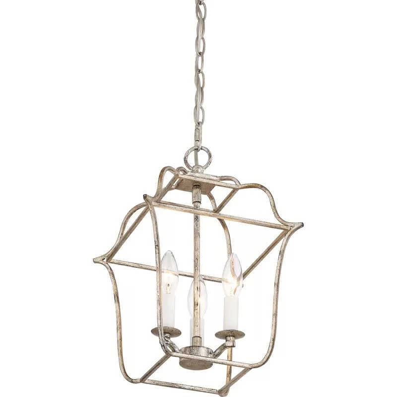 Chloe 3 - Light Lantern Geometric Pendant - Century Silver Leaf