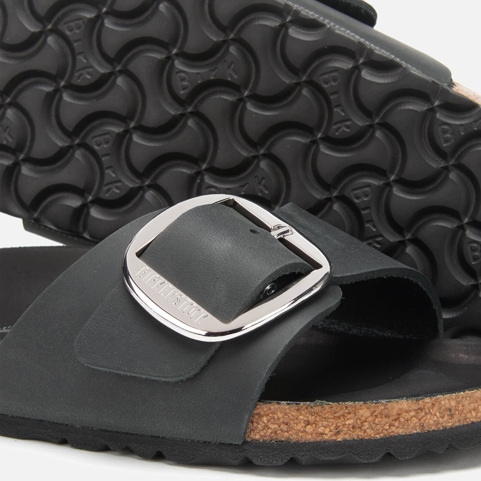 Birkenstock Madrid Big Buckle Slippers Black Leather EU 42 / norrow