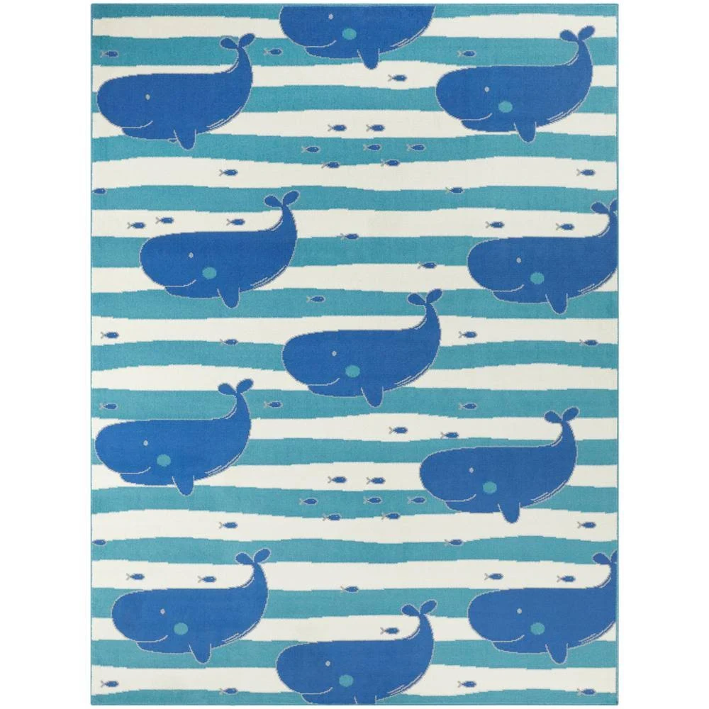 Balta Wonderful Whale Blue 5 ft. x 7 ft. Area Rug