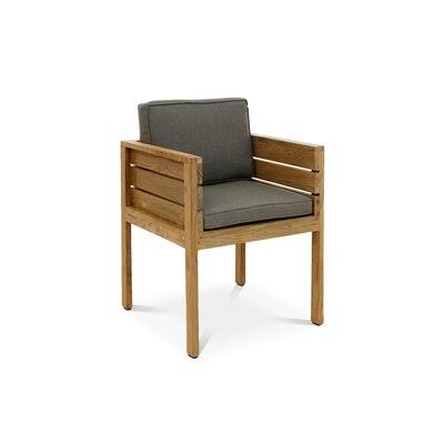 Yadira Teak Patio Dining Armchair with Cushion Birch LANE?