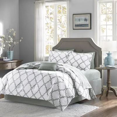 Reversible Comforter Set Size: Queen Comforter + 8 Additional Pieces, Color: Gray