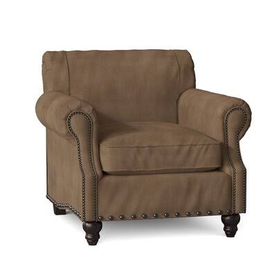 Landry 40x22 Wide Down Cushion Armchair Birch Lane Body Fabric: Tina Coffee, Nailhead Detail: Old Gold Spotted