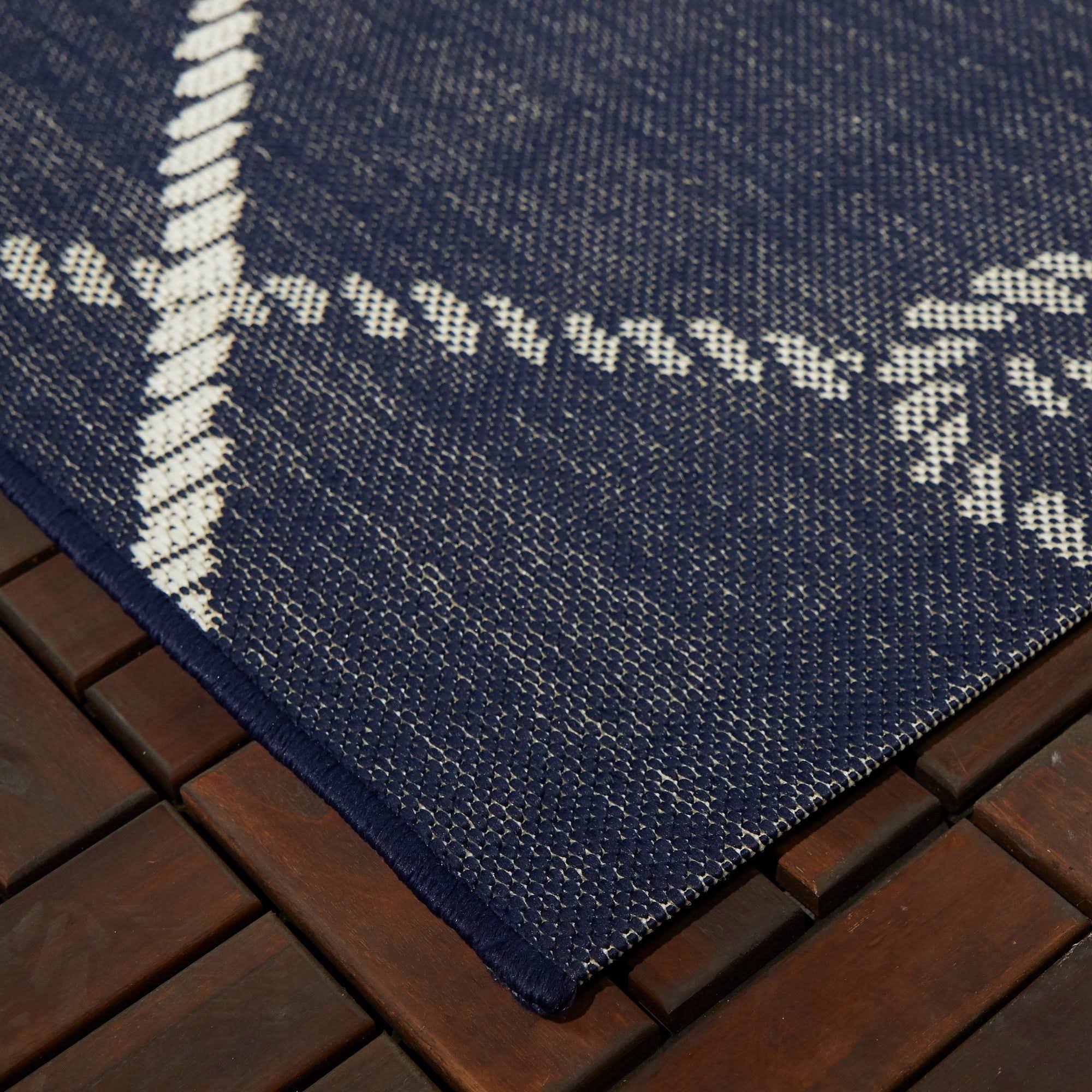 Spence Nautical Trellis Indoor/Outdoor Area Rug - 5&3x22 x 7& - Navy