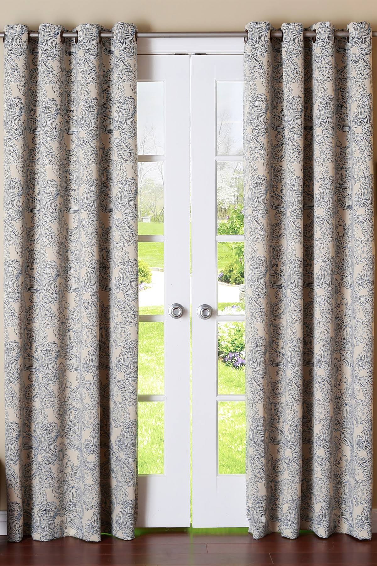 Stitch Paisley Blackout Thermal Grommet Curtain Panels Size per Panel: 52x22 W x 96x22 L, Curtain Color: Blue