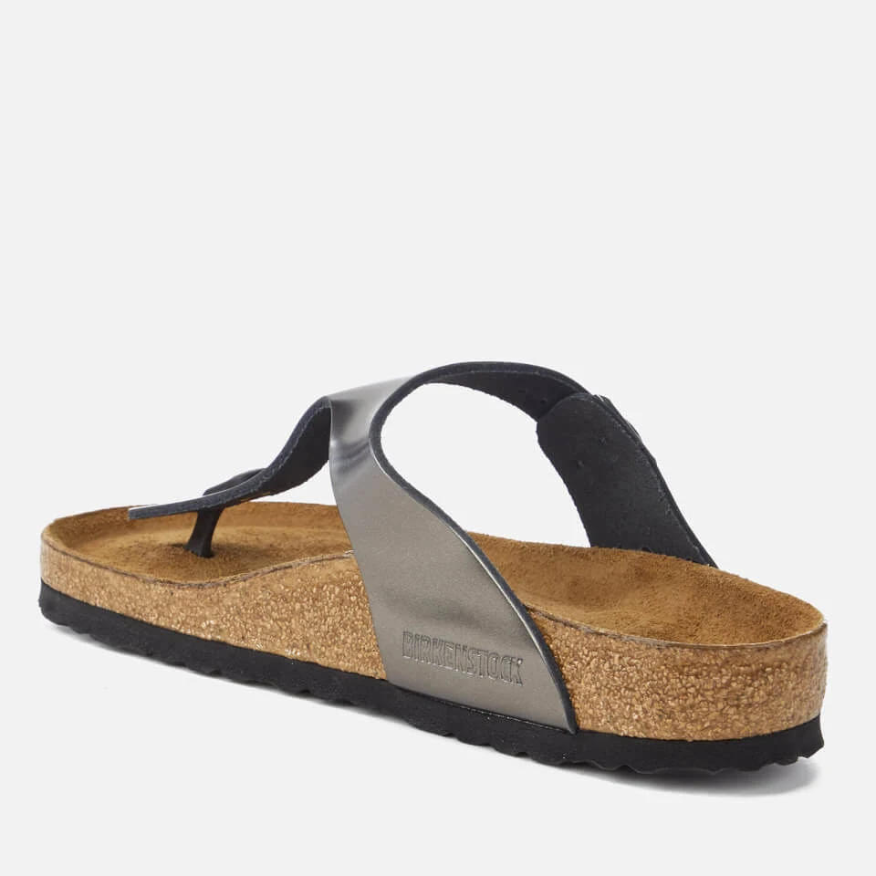 Birkenstock Gizeh Natural Leather Soft Footbed Sandals - Metallic Anthracite