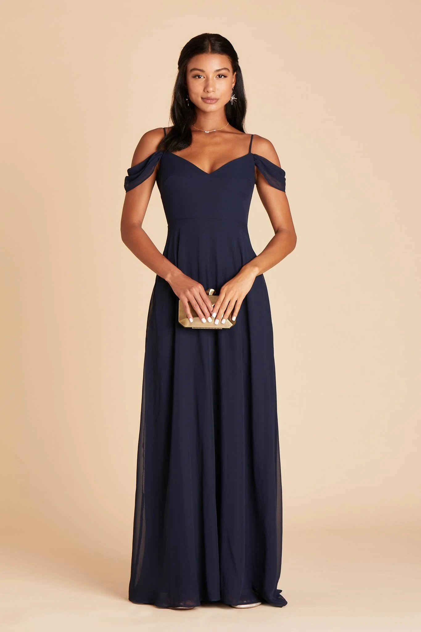 Birdy Grey Devin Convertible Chiffon Bridesmaid Dress in Navy M / Navy