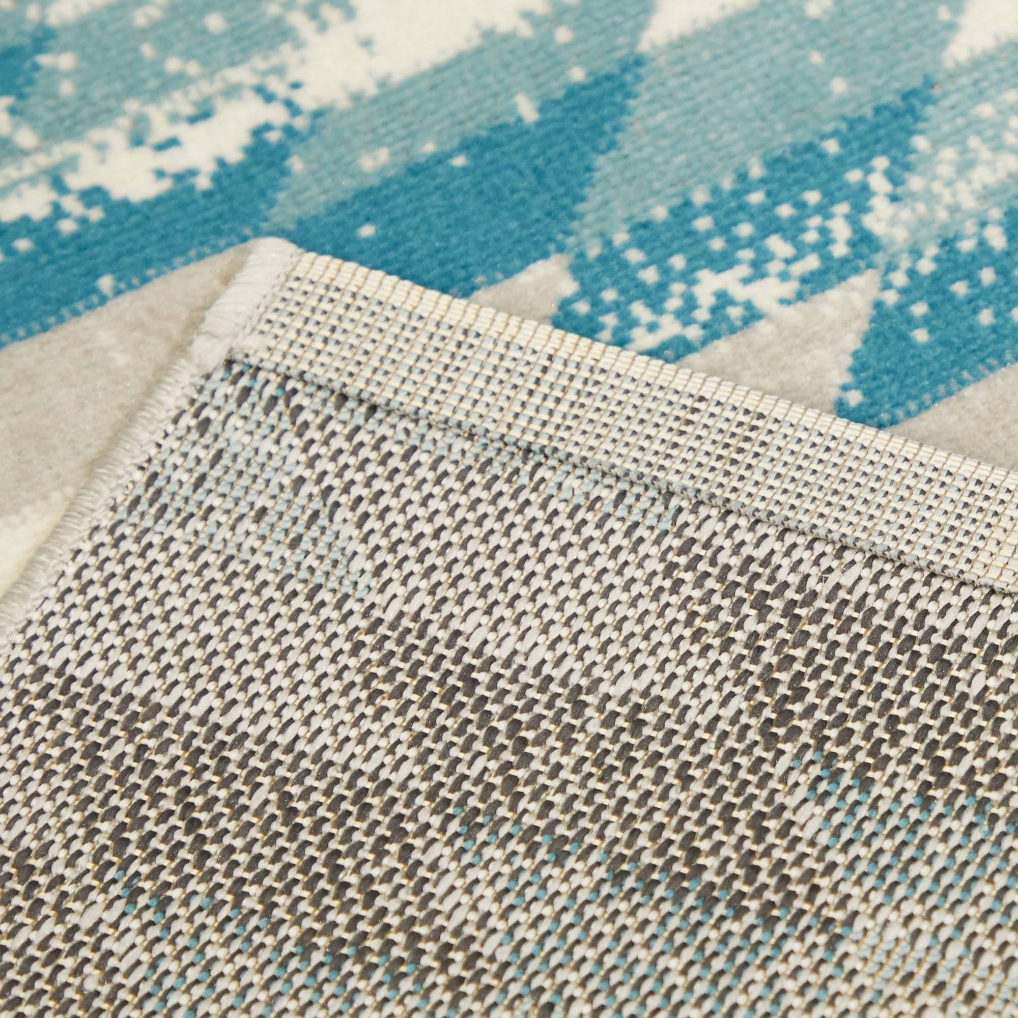 Josefa Diamond Indoor/Outdoor Area Rug - 5&3x22 x 7& - Teal