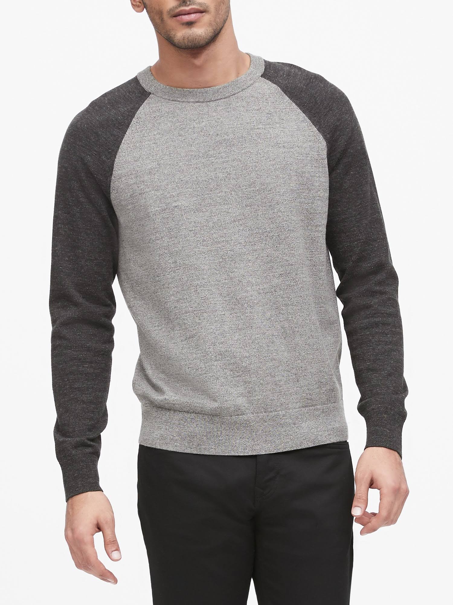 Banana Republic Men's Organic Cotton Raglan Sweater Heather Gray Size XXS