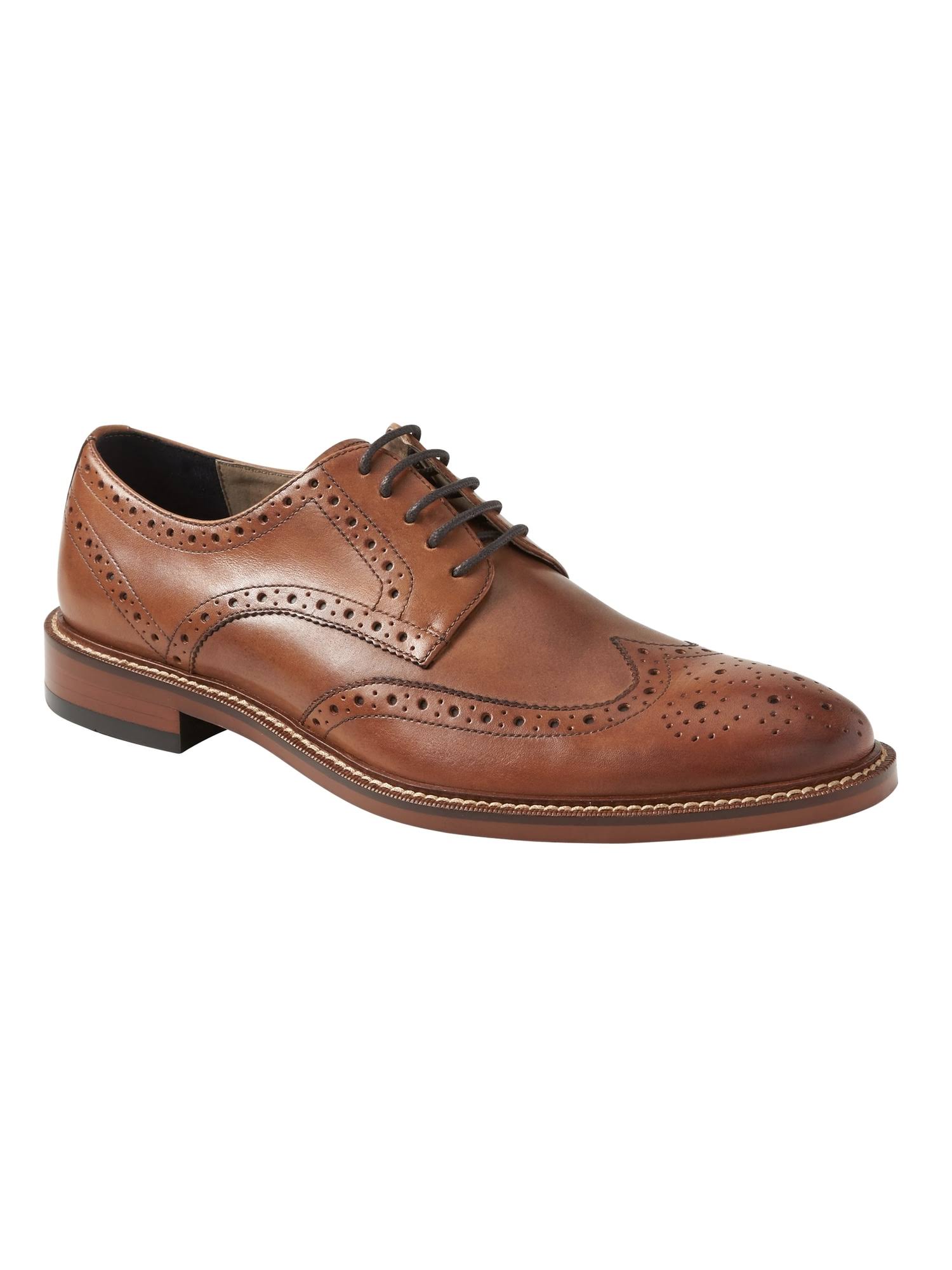 Banana Republic Men's Hadley Italian Leather Brogue Oxford Cognac Size 11