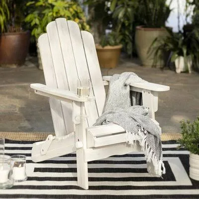 Imane Solid Wood Folding Adirondack Chair Color: White Wash