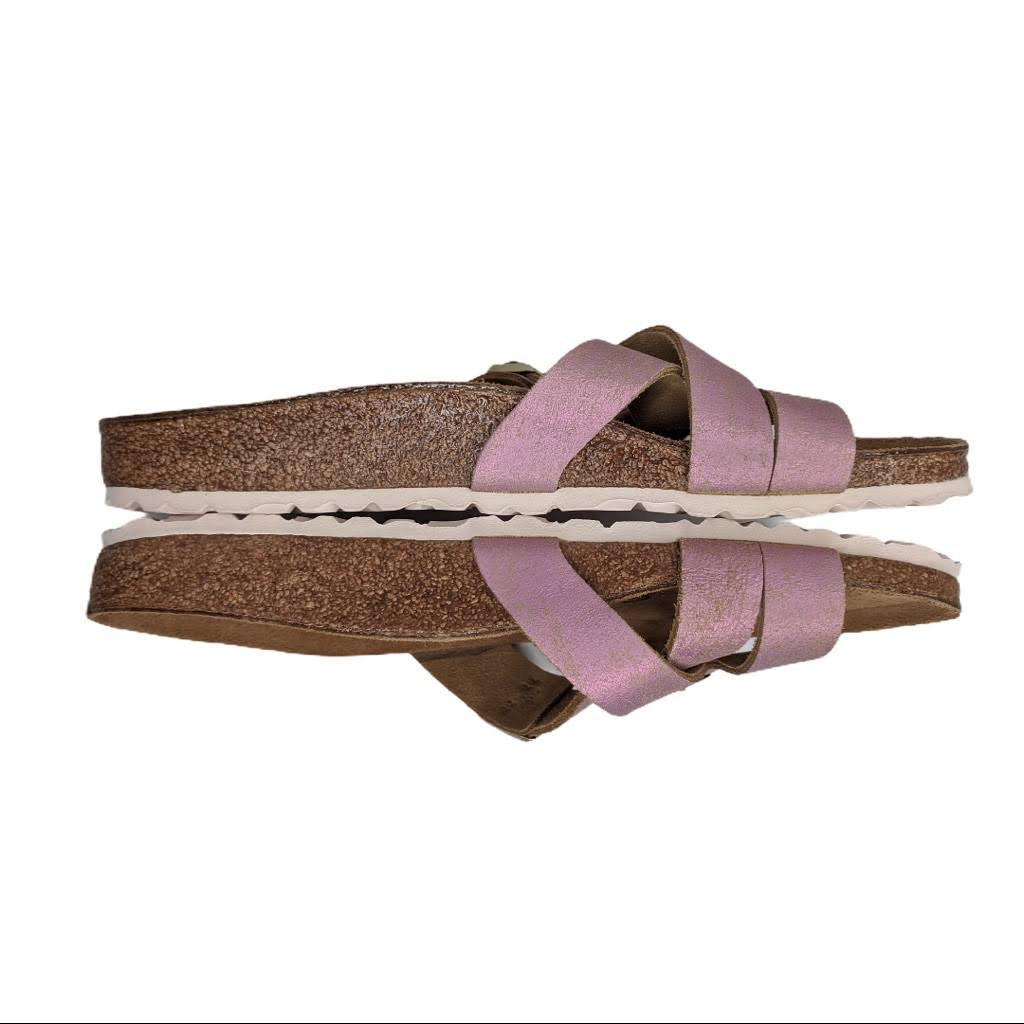 Birkenstock Women's Yao, Washed Metallic Pink Leather Size: 41 N