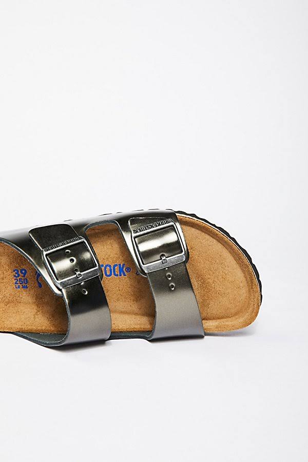 Arizona Metallic Birkenstock Sandals by Birkenstock at Free People, Anthracite, EU 36