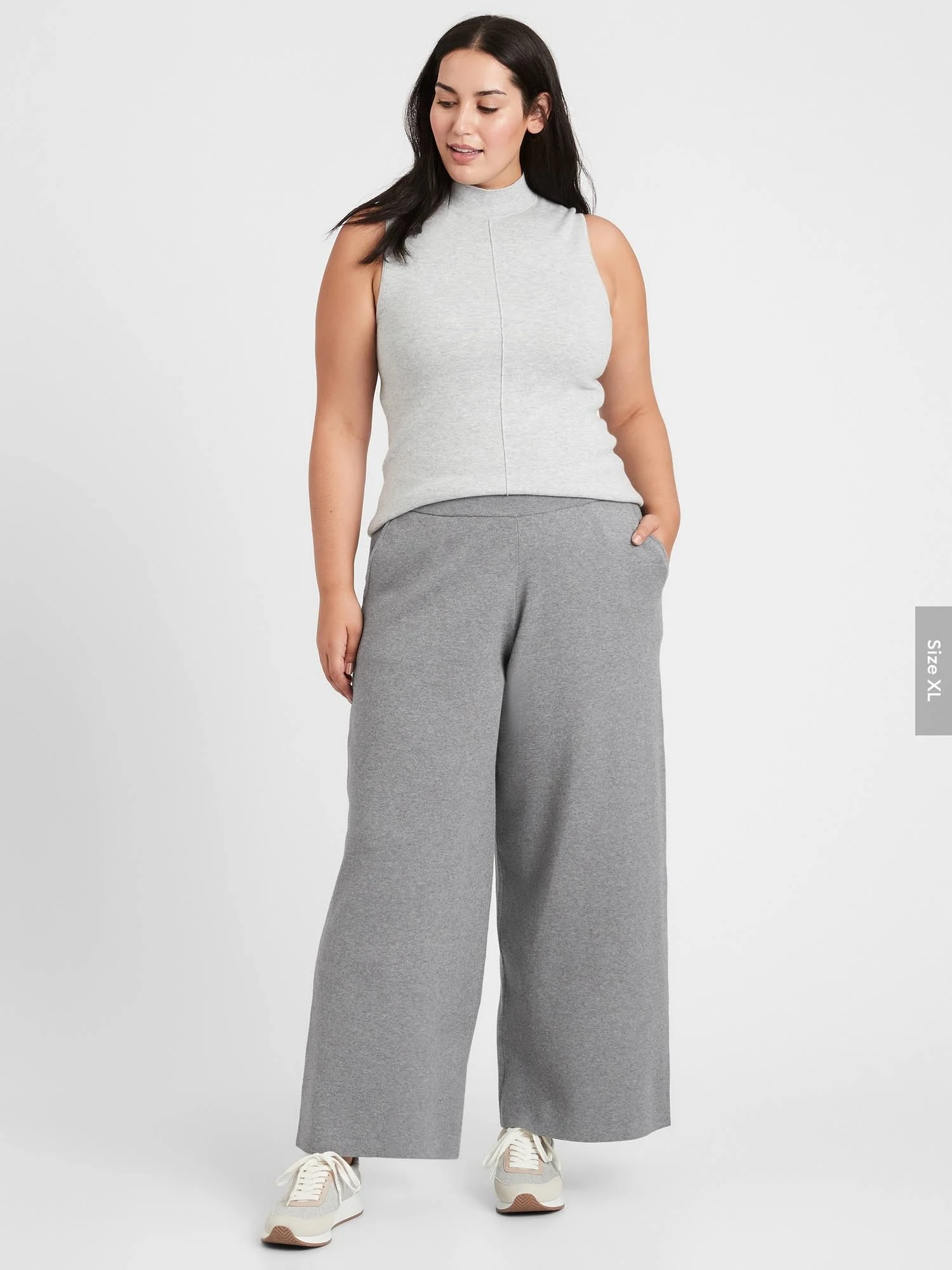Banana Republic Women's Wide-Leg Sweater Pant Heather Gray Size XL