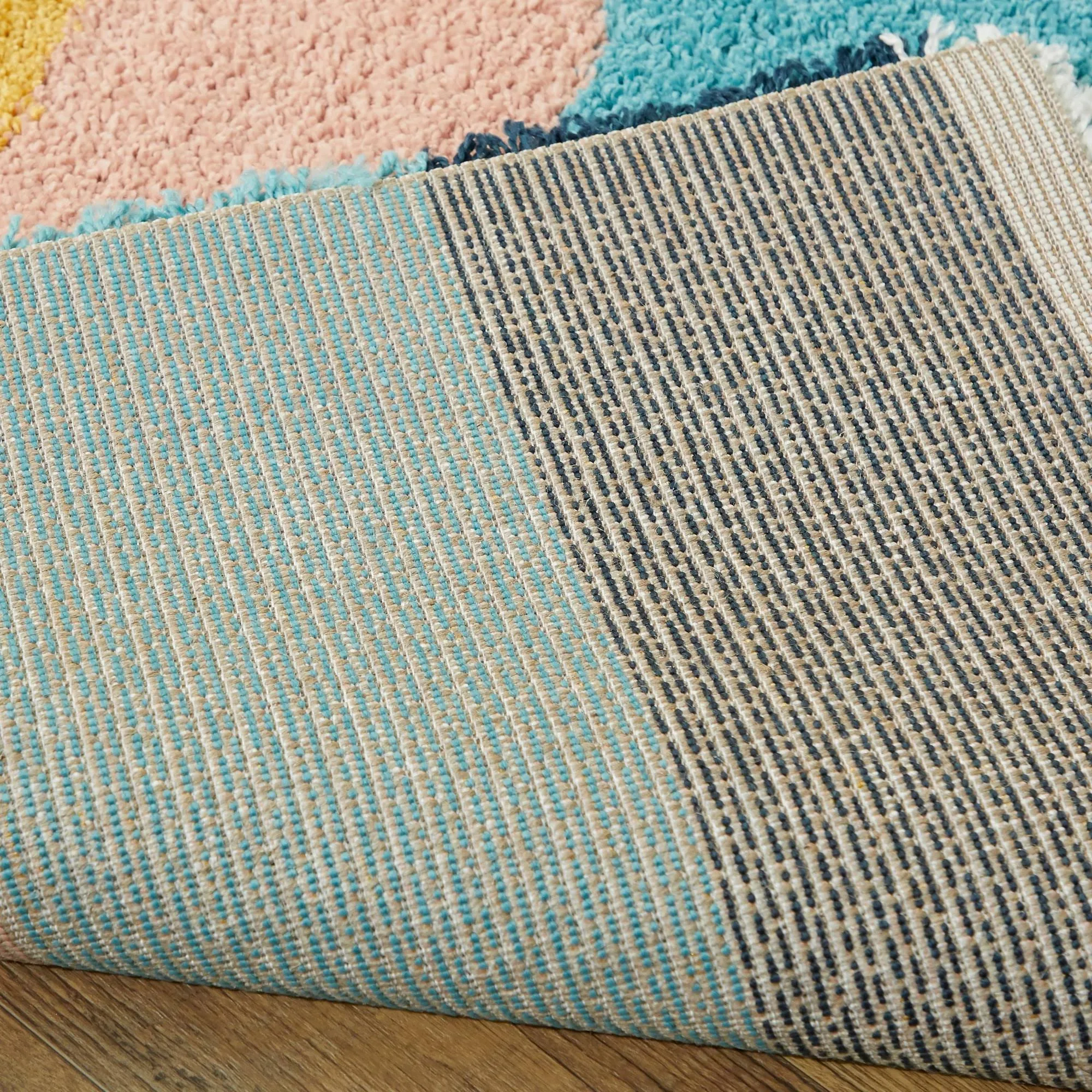 Amelia Rainbow Print Shag Boy & Girl Kids Area Rug - 2&2x22 x 7& Runner - Navy Blue