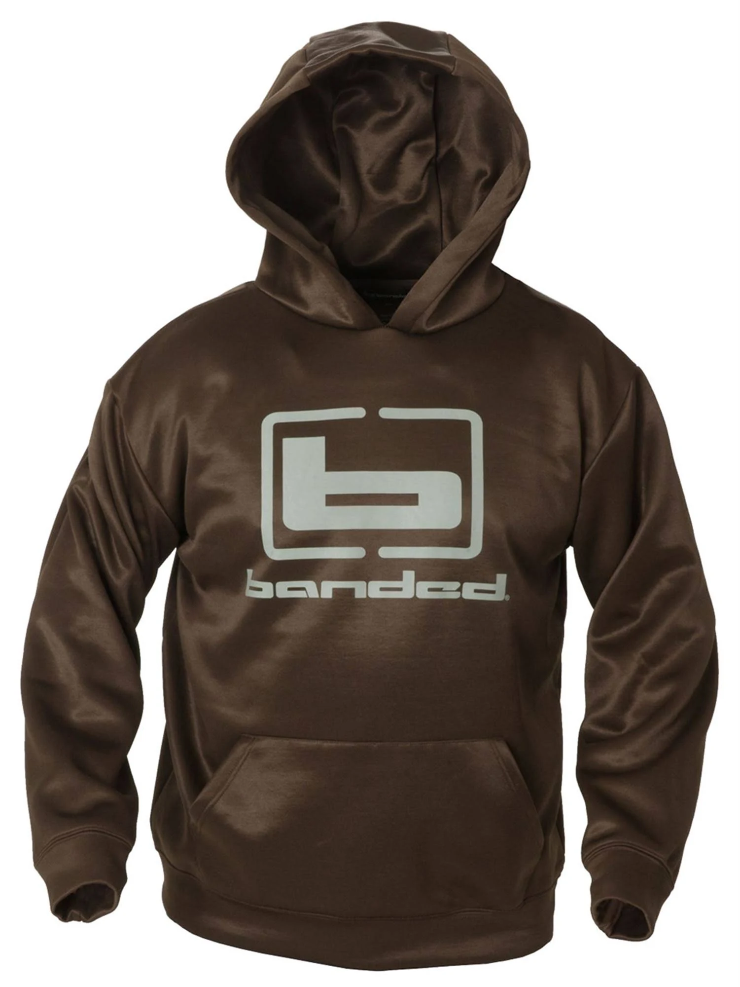 Banded Logo Hoodie, Brown, Small