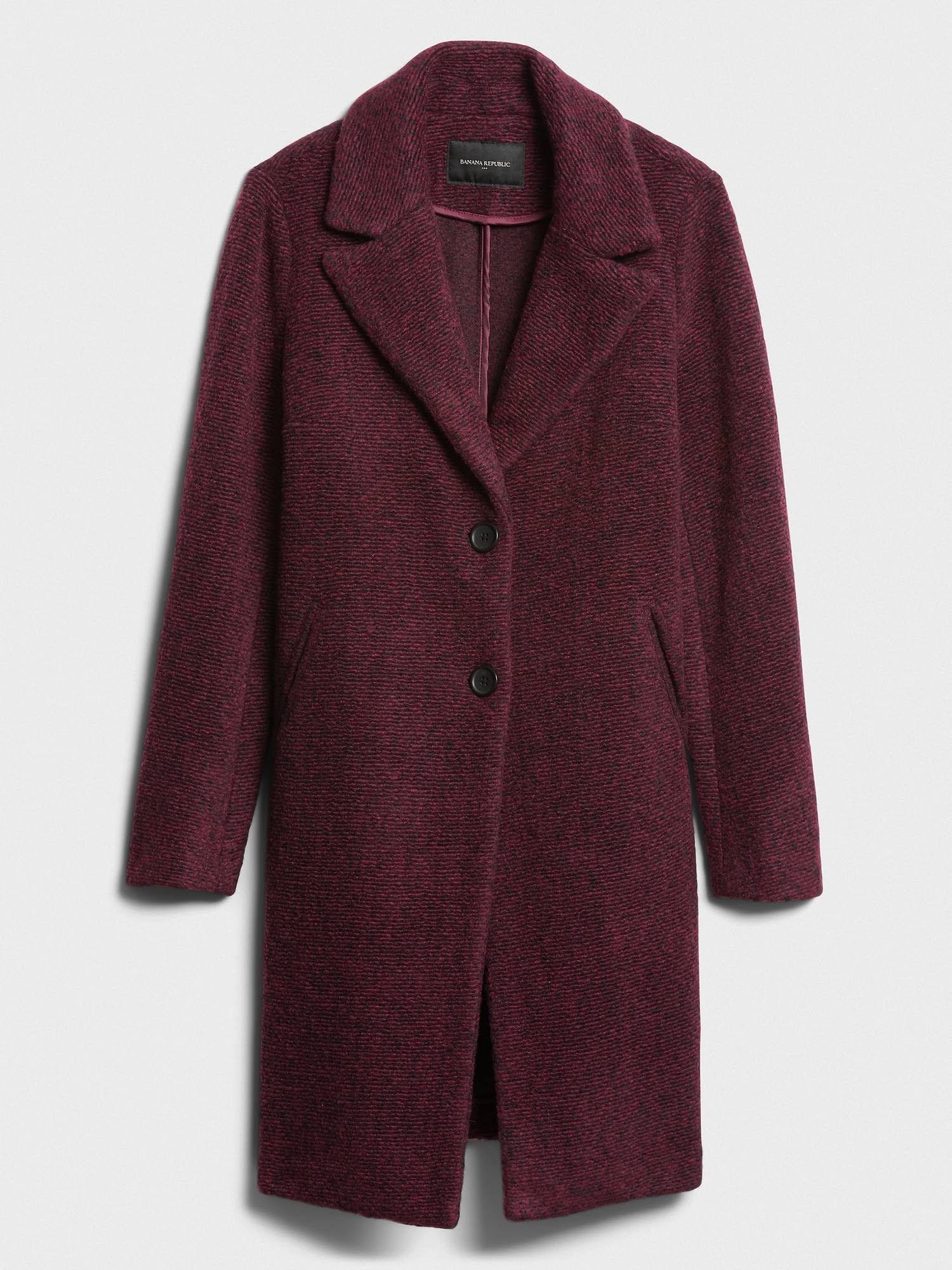 Women's Knit Wool Overcoat Burgundy