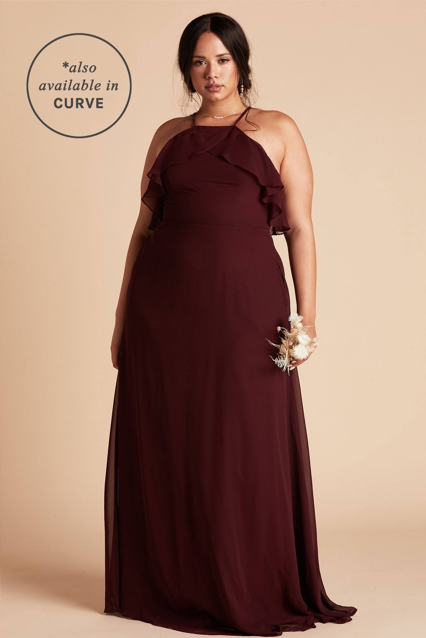 Birdy Grey Jules Chiffon Bridesmaid Dress in Cabernet L / Cabernet