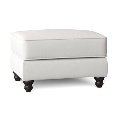 Birch Lane Huxley 31x22 Rectangle Standard Ottoman Body Fabric: Classic Bleach White, Leg Color: Black Walnut