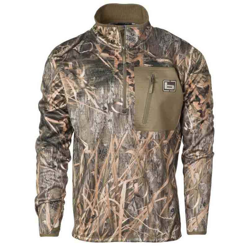 Banded Mid-Layer 1/4 Zip Fleece Pullover - Size S, Habitat