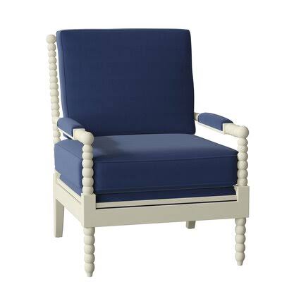 Arkadelphia 28x22 Wide Armchair Birch LANE? Body Fabric: Spinnsol Navy, Leg Color: White