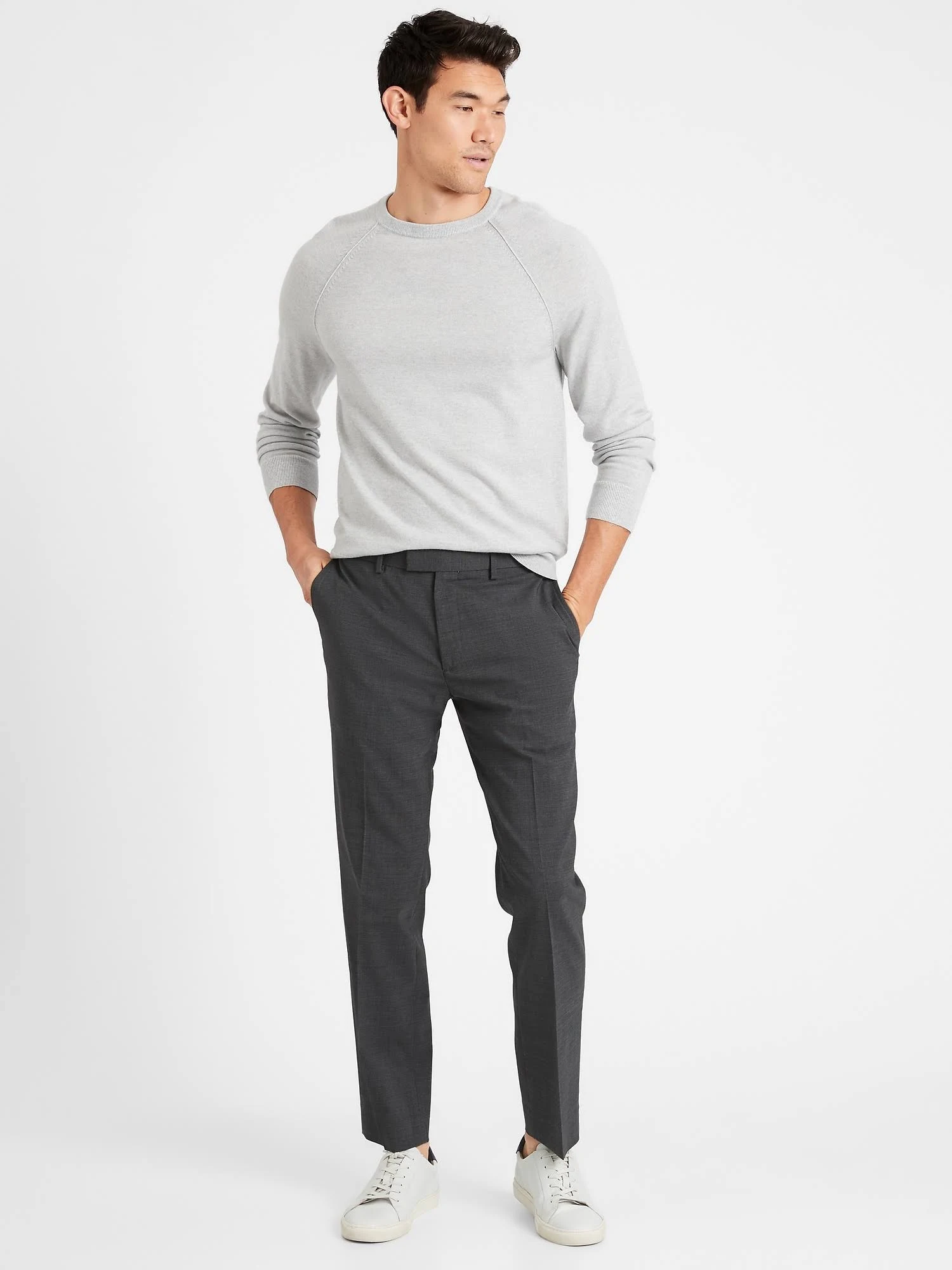 Banana Republic Men's Slim Performance Stretch Wool Dress Pant Charcoal Size 34W 32L