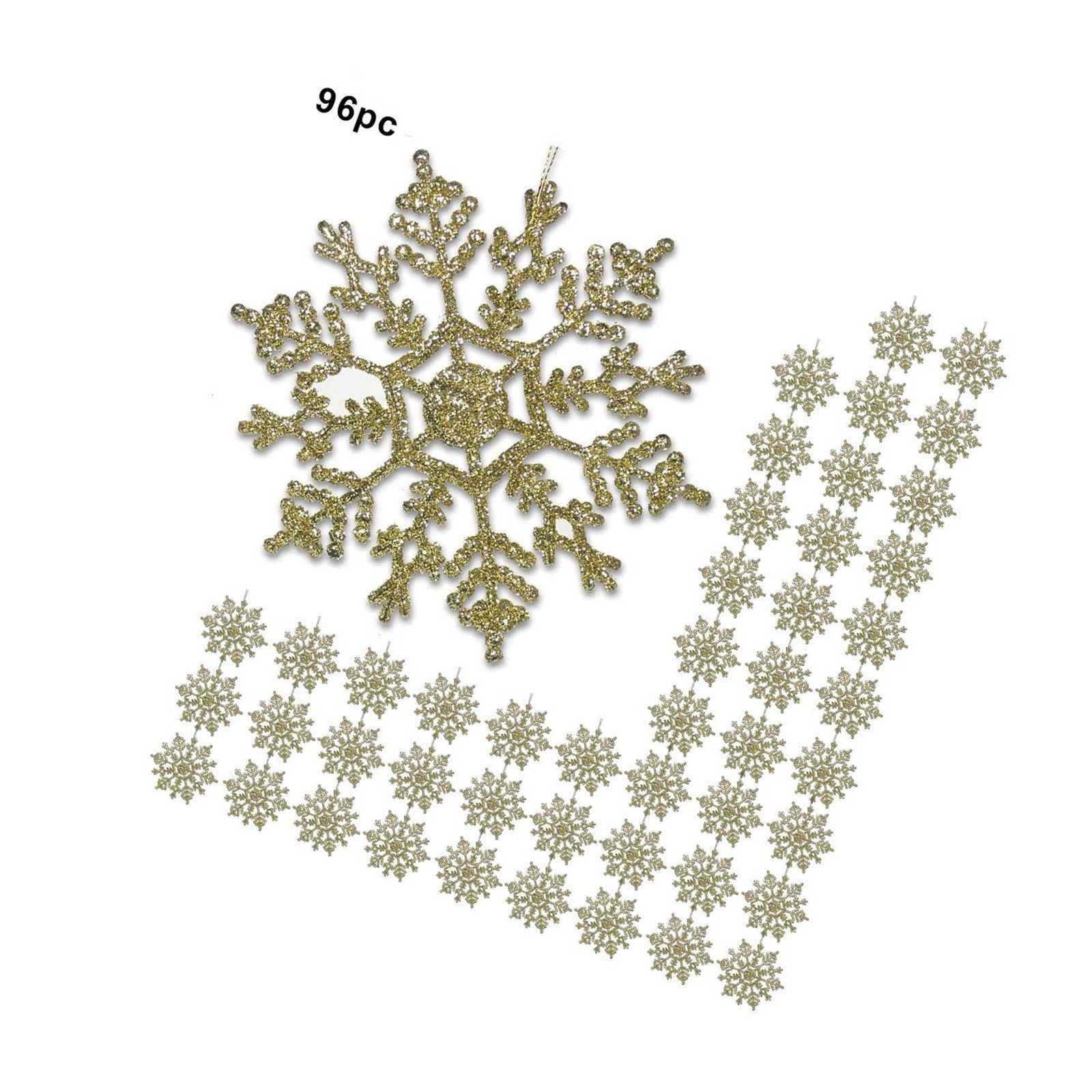 Gold Snowflake Ornaments - 96pcs Medium Size (4-Inch) Glitter Snow Flakes - C