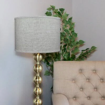 10x22 H x 14x22 W Drum Lamp Shade - (Spider Attachment) Red Barrel Studio Color: Brass/Designer Linen Oatmeal
