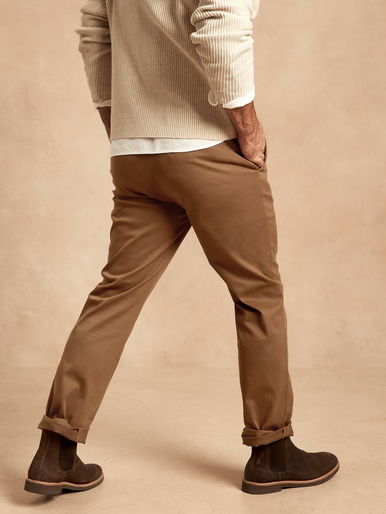 Banana Republic Men's Straight Rapid Movement Chino Pant Sand Size 36W 34L