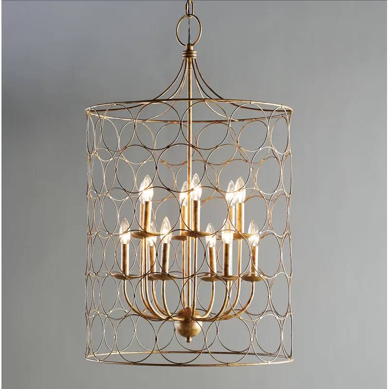 Flores 12 - Light Candle Style Drum Chandelier - Bronze